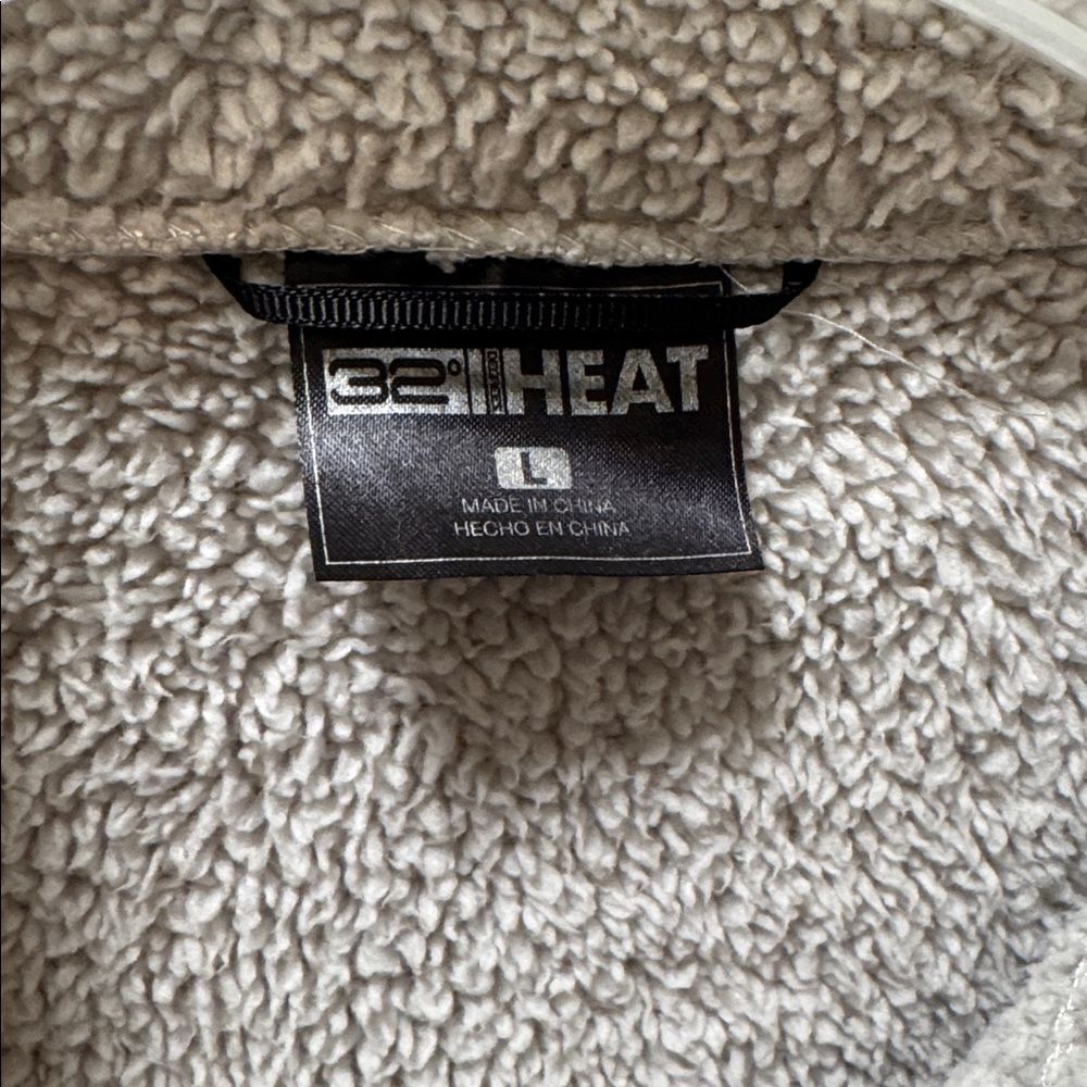 32 Degrees Heat Women Sherpa Lined Fleece Jacket Large Gray Beige White Large - Picture 3 of 11